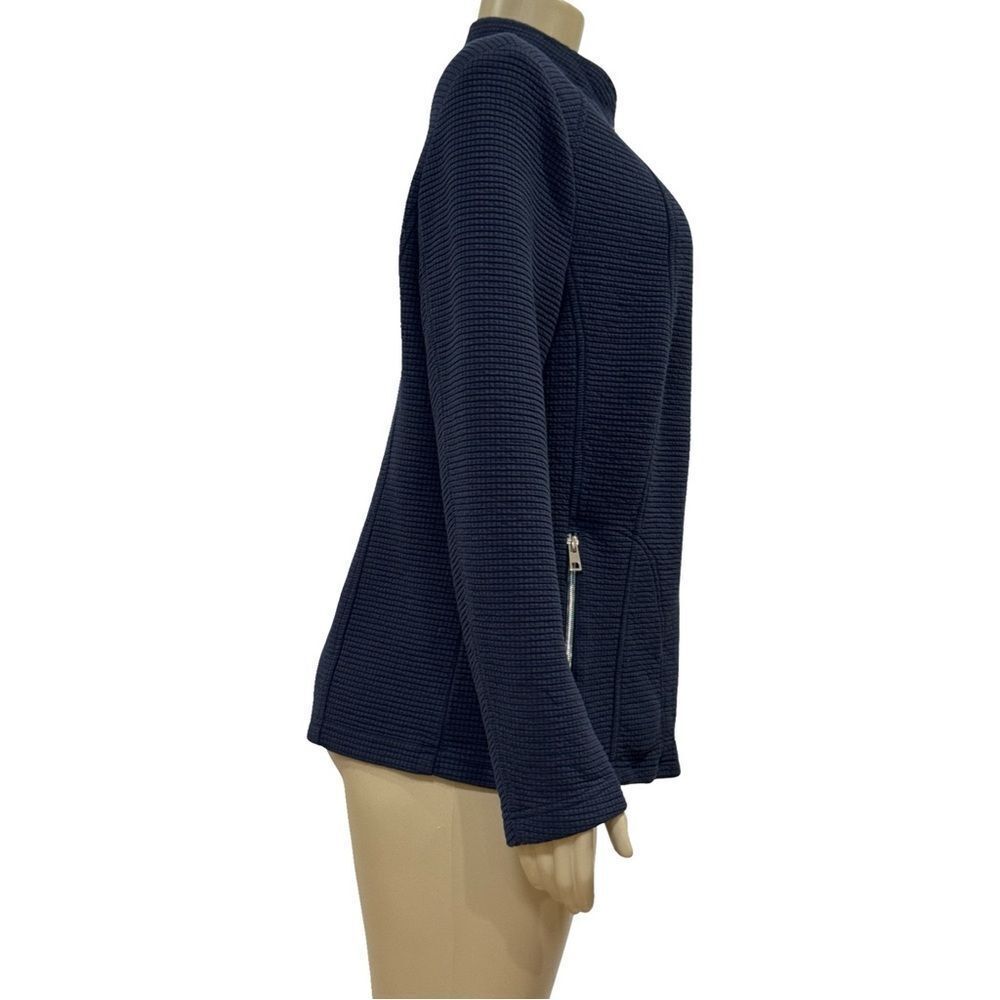 RABE Waffle Textured Zipped Jacket, Navy - Picture 5 of 10